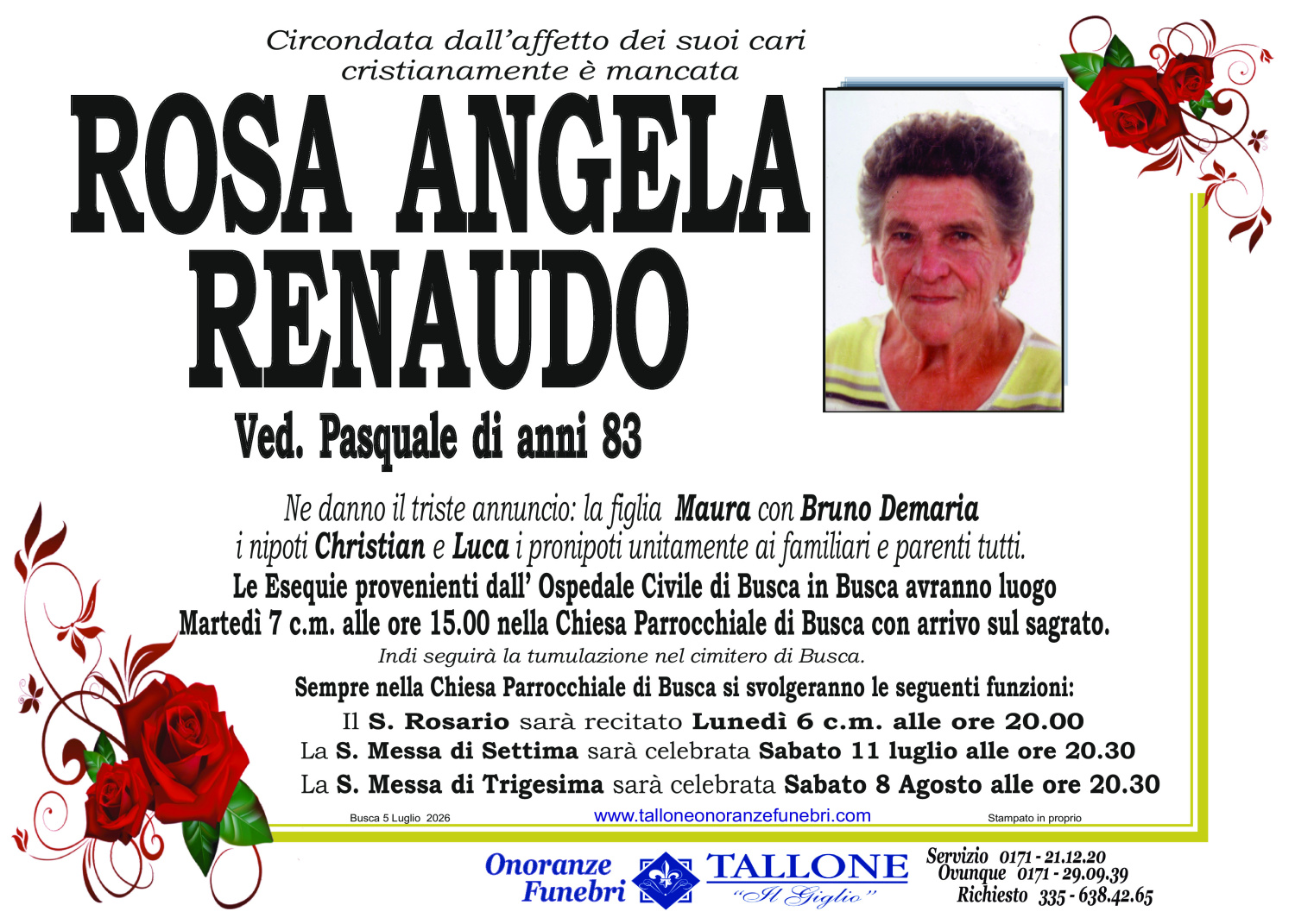 Rosa Angela Renaudo<small class='fs-20'><br/>Ved. Pasquale</small>